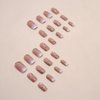 ANDGING Coffin Press on Nails Short Medium Ombre White Glue on Nails with Gradient Glitter Gold Line Striped Design Acrylic Fake Nails for Wedding False Nails Women Manicure Stick on Nail with Glue