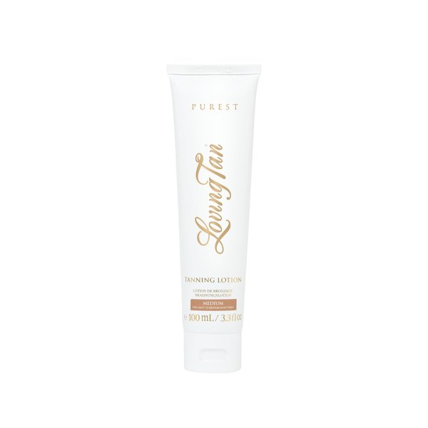 Loving Tan NEW Purest Tanning Lotion, Medium - Sunless Tanner Made From 97% Certified Organic & Naturally Derived Ingredients, 5+ Self Tanner Applications, Cruelty Free, Vegan Friendly - 3.3 Fl Oz
