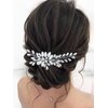 Unsutuo Crystal Bride Wedding Hair Comb Silver Leaf Bridal Hair Accessories Rhinestone Hair Pieces for Women and Girls