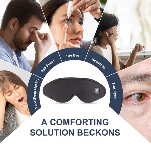 COMFYTHERA Heated Eye Mask Cordless, Warm Eye Compress for Dry Eyes, Eye Heating Pad for Travel, Dry Eye Mask Heat Therapy for Soothe Tired and Sore Eyes