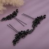 Kercisbeauty 3pcs Dainty Black Rhinestones Beads Hair Pins Wedding Bridal Black Hair Jewelry Women Girls Prom Haloween Party Hairpiece