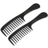 uxcell Hair Combs, Wide Tooth Comb for Curly Hair, 9 Inches Hair Care Products for Women Men, 2 Pcs Plastic Beard Comb Hair Styling Tool for DIY Hairstyle Pet, Long Hair, Black