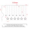 Star Curtain Lights for Bedroom - Plug-in 9ft 138 LED Fairy Twinkle Lights with 12 Star Drops, Connectable Window Lights with Remote 8 Lighting Modes for Indoor Xmas Ramadan Decoration, Warm White
