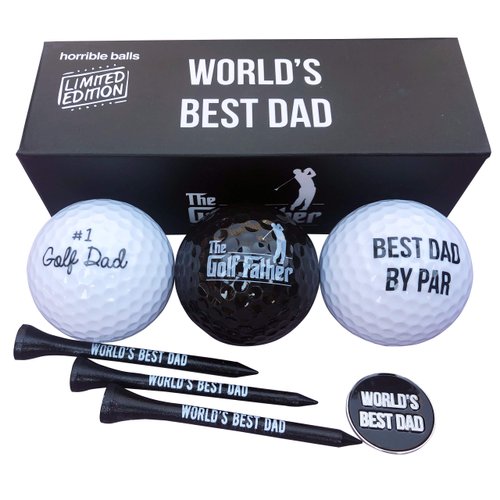 HORRIBLE BALLS Golf Funny Gift Sets- Funny Gag Novelty Present for Him for Golfers - Worlds Best Dad Pack