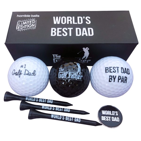 HORRIBLE BALLS Golf Funny Gift Sets- Funny Gag Novelty Present for Him for Golfers - Worlds Best Dad Pack