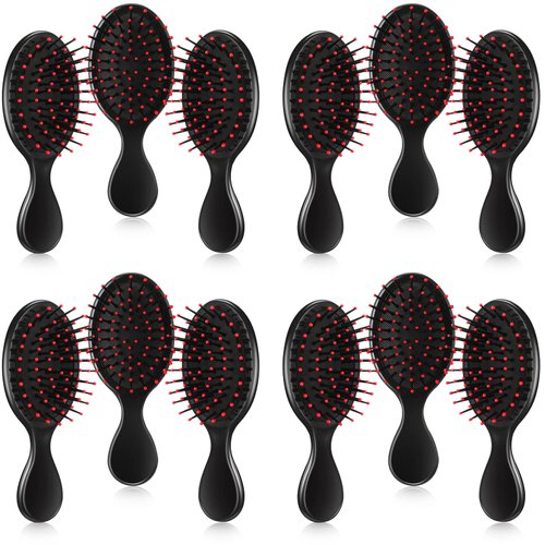 Honeydak Hair Brush, 12 Pieces Mini Wet Hair Brush Travel Detangling Brush Soft Bristles for Most Hair Types, Kids Hair Brush, Vivid Colors, Portable, Lightweight