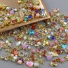 50pcs 3D Gold Nail Charms for Acrylic Nails Mix Styles Rhinestones for Nails Metal Nail Jewels for Nail Art Shiny Zircon Nail Rhinestones Alloy Nail Charm Pearl Nail Gems Cute Charms for Nails Design