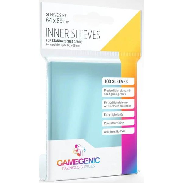 Inner Sleeves Pack of 100 Clear Standard Card Game Sleeves for Board Games and Card Games | Extra-High Clarity | Professional Protection for Up to 100 TCG Decks and Gaming Cards | Made by Gamegenic