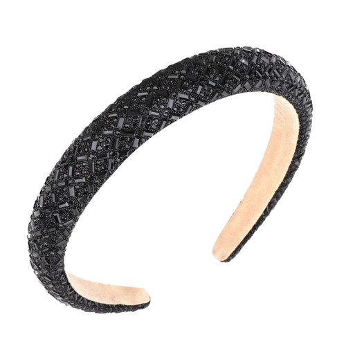Ondder Black Padded Rhinestone Sparkly Headband Bling Headbands for Women Shiny Head Bands for Women's Hair Dressy Glitter Fashion Fancy Sparkle Beaded Headbands Head Band Hair Accessories for Girls