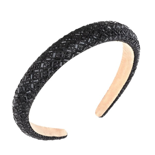 Ondder Black Padded Rhinestone Sparkly Headband Bling Headbands for Women Shiny Head Bands for Women's Hair Dressy Glitter Fashion Fancy Sparkle Beaded Headbands Head Band Hair Accessories for Girls