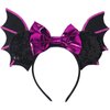 CIVFCRT Halloween Mouse Ears Headbands Purple Bat Purple Shiny Bows Mouse Ears Headbands Halloween Hair Decoration and Mouse Themed Party Supplies Costume Cosplay Decoration for Women(Bat)