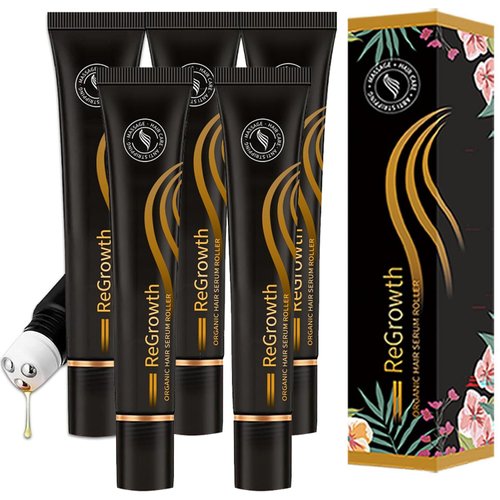 5PCS Regrowth Organic Hair Serum Roller,Triple Roll-On Massager Hair Growth Essence,For Men and W...