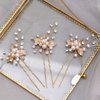 3 Pcs Wedding Jewelry Set for Brides Gold Crystal Pearl Flower Jewelry Set Dainty Rhinestone Wedding Hair Clips Bridal Hair Jewelry for Bridesmaid(Gold)