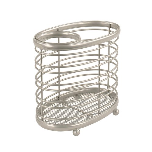 Spectrum Ashley Hair & Accessory Holder (Satin Nickel Powder Coat) - Bathroom & Under Sink Organizer for Hair Dryer, Beauty Tools, Accessories, & Home Essentials