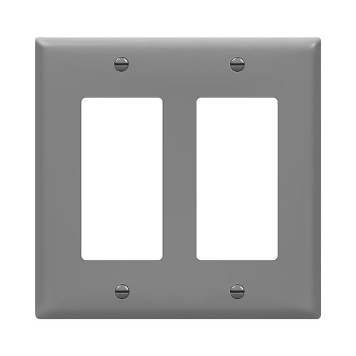 ENERLITES Decorator Light Switch or Receptacle Outlet Wall Plate, Gloss Finish, Size 2-Gang 4.50" x 4.57", Unbreakable Polycarbonate Thermoplastic, UL Listed, 8832-GY, Gray
