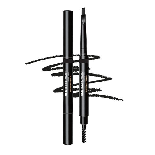 Gentlehomme 2 Pack Mens Eyebrow Pencil Black, Easily Shape Define Fill Eyebrows and Beard, 2 in 1 brush and ultra-thin pencil, Waterproof Smudge Proof Sweatproof, Durable and Long Lasting