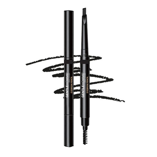 Gentlehomme 2 Pack Mens Eyebrow Pencil Black, Easily Shape Define Fill Eyebrows and Beard, 2 in 1 brush and ultra-thin pencil, Waterproof Smudge Proof Sweatproof, Durable and Long Lasting