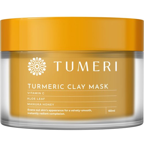 TUMERI Turmeric Clay Mask for Facial Skin Care – Turmeric with Vitamin C Clay Mask with Manuka Honey – Facial Mask for Dark Spots, Scarring and Cleansing – 2 oz with Face Mask Brush Applicator
