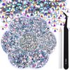 BELICEY 6000Pcs Resin Rhinestones for Crafting 2/3/4/5/6mm Gradient AB Flatback Round Crystal Gems Beads for DIY Nail Art Makeup Crafts Clothes Tumblers Decoration with Tweezers and Picking Pen