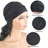 Oseti Short Curly Headband Wigs for Black Women Black Wavy Wigs with Headbands Attached Body Wave Wig Head Wrap Wigs with Ice Silk Turban Synthetic Headband Wigs for Women Short Loose Bob Wig 14Inch