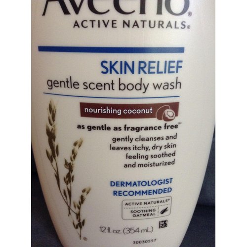 AVEENO Active Naturals Skin Relief Gentle Scent Body Wash, Nourishing Coconut 12 oz (Pack of 6)