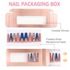 Noverlife 30PCS Empty Nail Package Box with 30 PCS White Background Papers, Empty Pullable Display Packing Box, Press On Nails Packaging Box Set for Press on Nail Business, Empty Nail Tip Box Packaging - Rose Gold