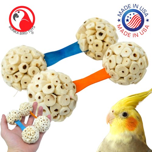 Bonka Bird Toys 2965 Pk2 Sola Dumbell Parrot Foot Talon Cage Toy, Conure, Quaker, Caique, and Similar Breeds