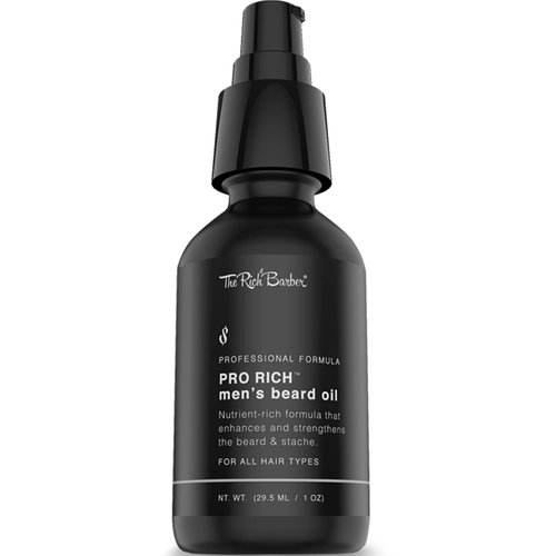 The Rich Barber Pro Rich Men's Beard Oil, 1 oz. - Softens Beard & Promotes Thick Growth with Castor Oil, Argan Oil, & Jojoba Oil - For All Beard Types