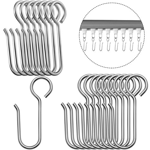 Metal Curtain Track Hooks S Shaped Small Curtain Hooks Metal Drape Wire Hooks for Ceiling Curtain Drape Track