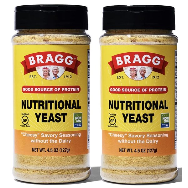Bragg Premium Nutritional Yeast Seasoning - Vegan, Gluten Free – Good Source of Protein & Vitamins – Nutritious Savory Parmesan Cheese Substitute (Original, 4.5 Ounce (Pack of 2))