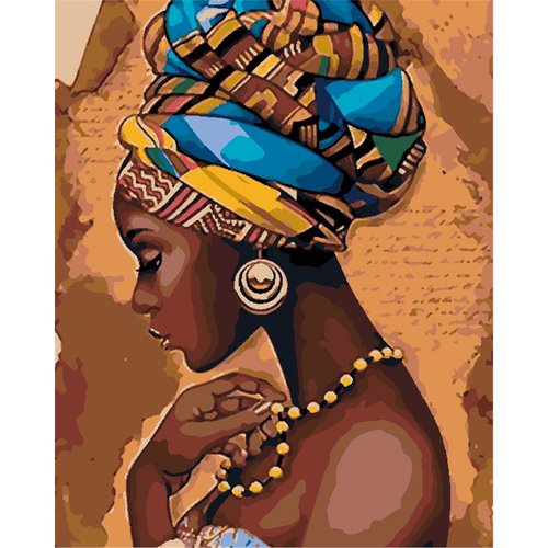 YSCOLOR DIY Paint by Numbers for Adults African Woman Portrait Acrylic Oil Paint by Number Kit for Kids Beginner on Canvas Art Crafts for Home Wall Decoration 16X20inch