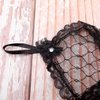 Olbye Womens' Wedding Gloves Fingerless Rhinestone Black Lace Gloves for Brides Lace Bow Gloves Short (Black)