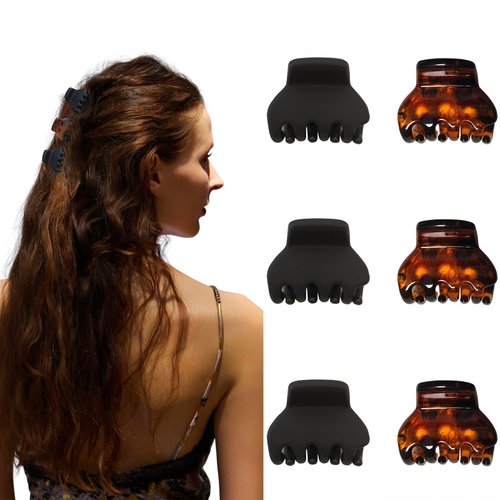 Nalodu 1.2 Inch Small Hair Claw Clips, Unbreakable Teeth Non-Slip Matte & Glossy Half Up Half Down Hair Clips for Women Thin Hair
