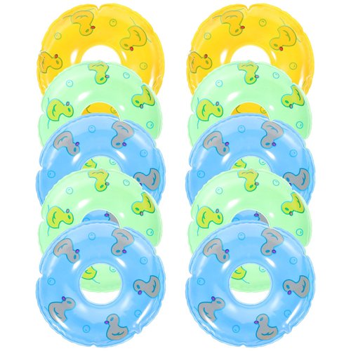 Toyvian 10pcs Mini Swim Rings Doll Lifebuoy Inflatable Doll Inflatable Toy Mini Swim Tube Pool Toys Doll Girl Supplies Aid Float Rings Swimming Toy Dollhouse Accessories - Random Pattern