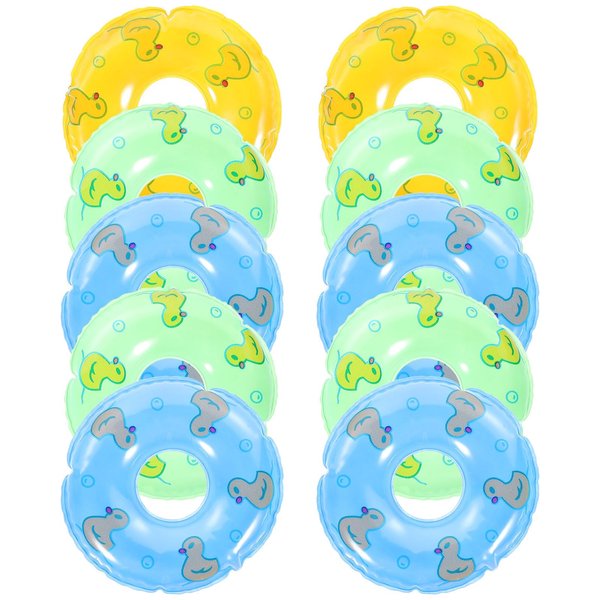 Toyvian 10pcs Mini Swim Rings Doll Lifebuoy Inflatable Doll Inflatable Toy Mini Swim Tube Pool Toys Doll Girl Supplies Aid Float Rings Swimming Toy Dollhouse Accessories - Random Pattern