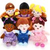Qpewep Basket of Baby Plush Dolls - 8" Plush Diversity Baby Dolls- 6 Piece Set Interchangeable Clothes Soft Stuffed Plush Figures for All Ages Xmas Gift