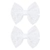 White Lace Hair Bows Small Cute Lace Ribbon Bow Alligator Clip Hairpins Barrettes 3" Baby Teens Toddler Flower Girls Wedding Pageant Communion Birthday Party Dress Decor Accessories
