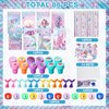 Faccito Mermaid Party Favors Mermaid School Stationery Set Class Reward Gift Notebooks Pencils Sharpener Erasers Stickers Sharpeners Stampers Mermaid Birthday Decoration Supplies (Lovely,86 Sets)