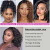Short Bob Wig Human Hair Deep Wave 13x4 Transparent Lace Front Wigs Human Hair Pre Plucked 180% Density Deep Curly Lace Frontal Wig 100% Virgin Human Hair with Baby Hair Natural Black 12 Inch