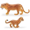Gemini&Genius Leopard Toys for Kids, Safari Animal Cheetah Toys, Leopard Family Playset Figures, Wildlife Pard Models, Birthday Cake Toppers or Gifts for Kid