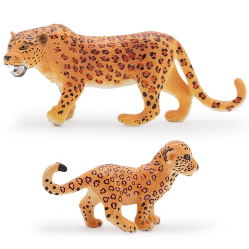 Gemini&Genius Leopard Toys for Kids, Safari Animal Cheetah Toys, Leopard Family Playset Figures, Wildlife Pard Models, Birthday Cake Toppers or Gifts for Kid