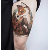 Oottati Waterproof Fake Temporary Tattoos Sticker 6 Sheets Color Arm Leg Orange Hand Print Fox Leave Flower