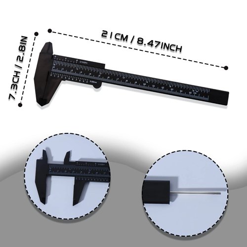 6 Inch/ 150 mm Eyebrow Measuring Ruler, Brow Mapping Ruler Tool, Mini Vernier Caliper Double Scale Plastic Ruler for Eyebrow Tattoo Brow Artists Makeup 5PCS(Black)