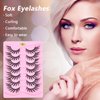 7 Pairs 17MM Fox Eye Lashes False Eyelashes Wispy, Fluffy Fox Eyelashes Cat Eye Lashes Strip Lashes, Lightweight Eyelashes Volume Fake Lashes Eyelash Extensions Natural Looking False Lashes, Black