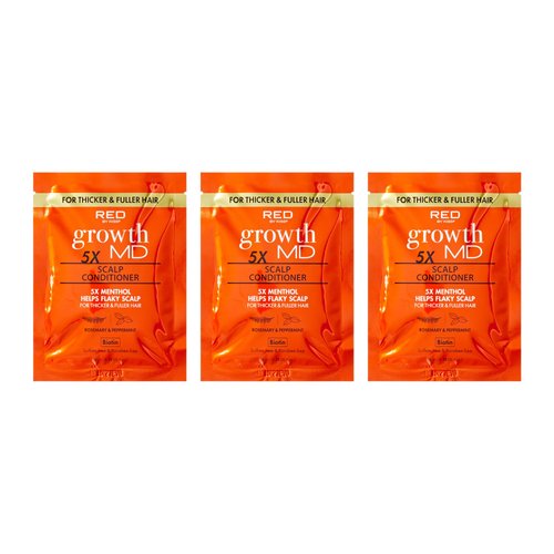 Red by Kiss Growth MD Scalp Conditioner, 5X Menthol for Flaky Scalp Relief & Thicker, Fuller Hair, Vitamins & Biotin Infused for Strengthening & Itch Relief, Vegan Formula & Cruelty Free (1.75oz*3)