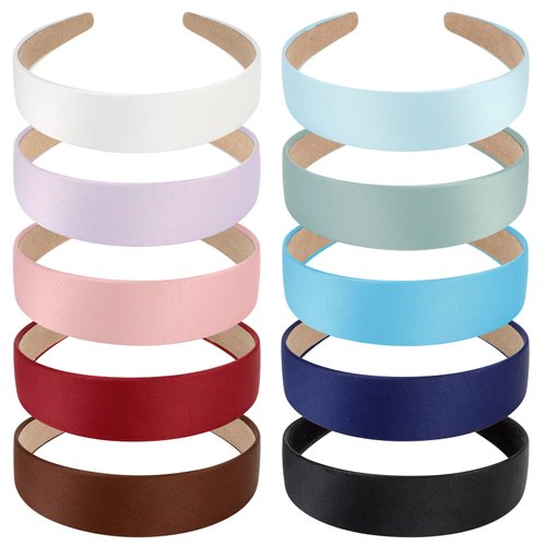 VELSCRUN Pink White Black Red Headband 10 Pack Satin Headbands for Women Girls Non Slip 1 Inch Women Hair Bands Halloween Cosplay Diy Holiday Head Band Gifts for Mothers Sisters Hair Accessories