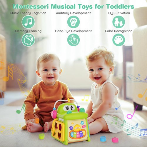 Toys for 1+ Year Old Kids Gifts, First Birthday Gifts for Girls Boys, 8-in-1 Multi-Functional Montessori Toddler Toys with Learning and Playing, Educational Musical Toys for 2-4 Years Old