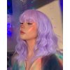 YYHR Natural Wavy Wig with Air Bangs Short Bob Loose Wavy Wig Curly Wavy Shoulder Length Bob Synthetic Cosplay Wig for Girl Colorful Costume Wigs (Purple)