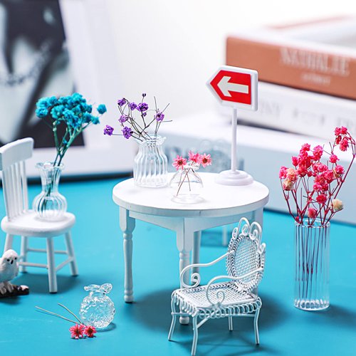 35 Pcs Miniature Dollhouse Accessories 10 Miniature Vase Model 25 Fake Miniature Flower Toys Tiny Houses Accessories Decoration DIY Micro Landscape Dollhouse Decoration Accessories