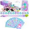 ANPHILE Mermaid Party Favors, 134Pcs Mermaid Birthday Party Supplies - Mermaid Bags, Make A Face Stickers, Scratch Art Set, Grow In Water Animals for Mermaid Party Supplies, Pinata Stuffers